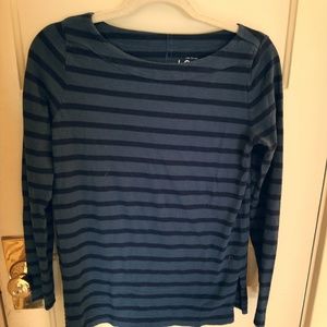 Navy and teal boatneck vintage soft top by AT LOFT